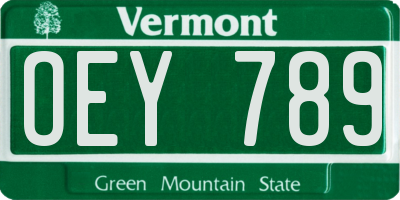 VT license plate OEY789