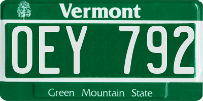 VT license plate OEY792