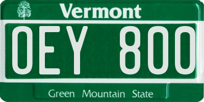 VT license plate OEY800