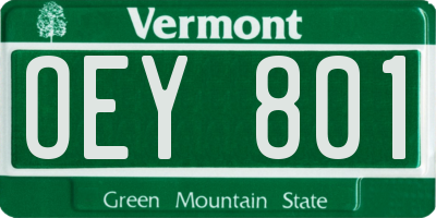 VT license plate OEY801