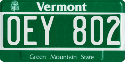 VT license plate OEY802