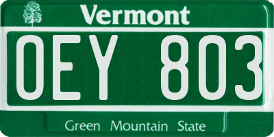 VT license plate OEY803