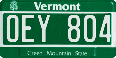 VT license plate OEY804