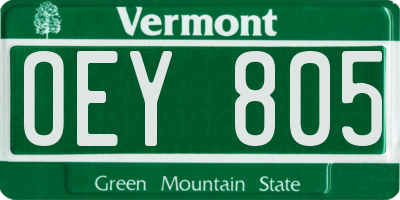 VT license plate OEY805