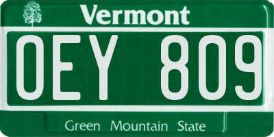 VT license plate OEY809