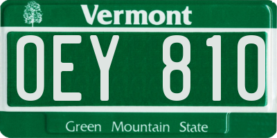 VT license plate OEY810