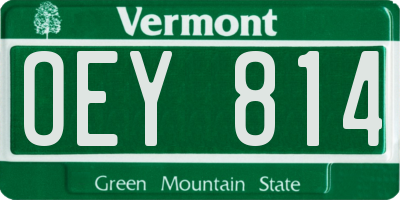 VT license plate OEY814