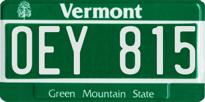 VT license plate OEY815