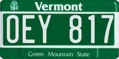 VT license plate OEY817