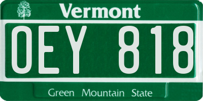 VT license plate OEY818