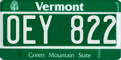 VT license plate OEY822