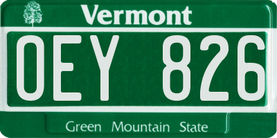 VT license plate OEY826