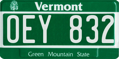 VT license plate OEY832