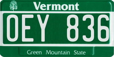 VT license plate OEY836