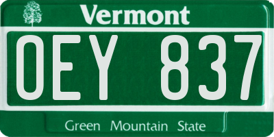 VT license plate OEY837