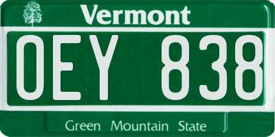 VT license plate OEY838