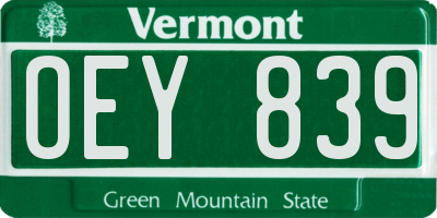 VT license plate OEY839