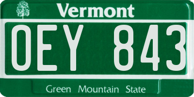 VT license plate OEY843