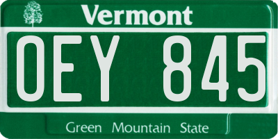 VT license plate OEY845