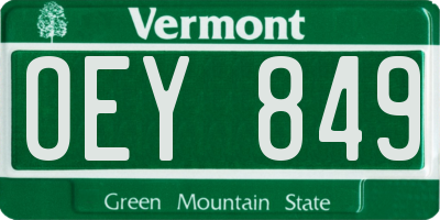 VT license plate OEY849
