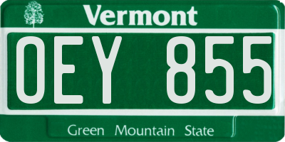 VT license plate OEY855
