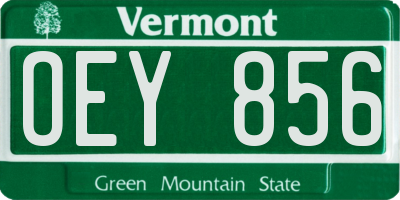 VT license plate OEY856