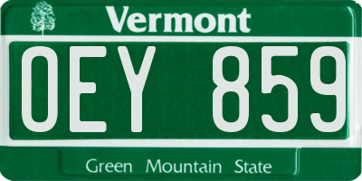 VT license plate OEY859