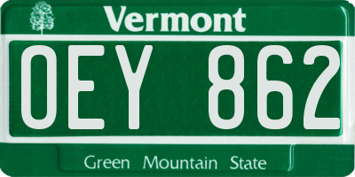 VT license plate OEY862