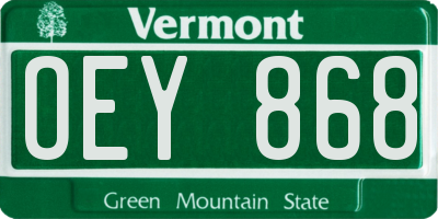 VT license plate OEY868