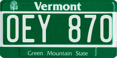 VT license plate OEY870