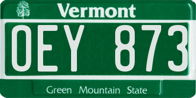 VT license plate OEY873