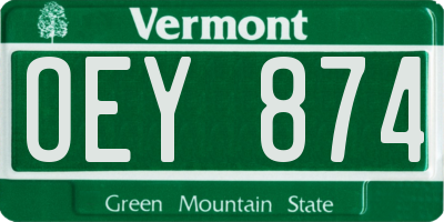 VT license plate OEY874