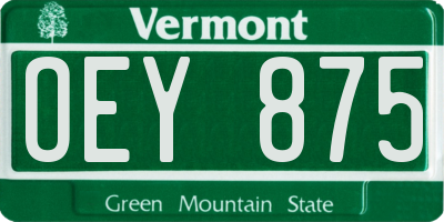 VT license plate OEY875