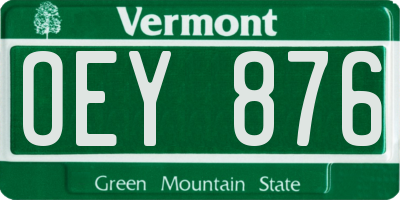 VT license plate OEY876
