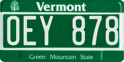 VT license plate OEY878