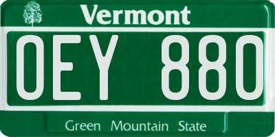 VT license plate OEY880