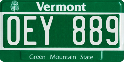 VT license plate OEY889