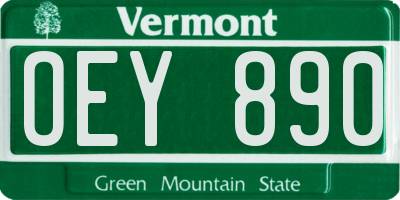 VT license plate OEY890