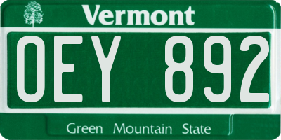 VT license plate OEY892