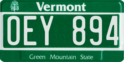 VT license plate OEY894