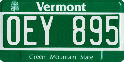 VT license plate OEY895