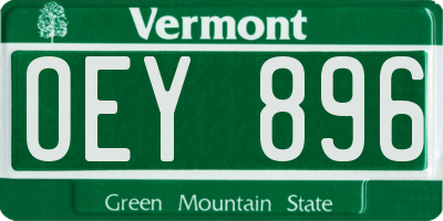 VT license plate OEY896