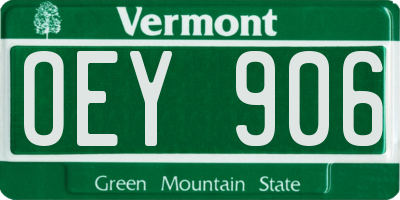 VT license plate OEY906