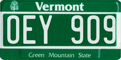 VT license plate OEY909