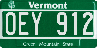VT license plate OEY912