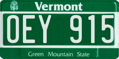 VT license plate OEY915