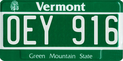 VT license plate OEY916