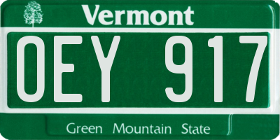 VT license plate OEY917