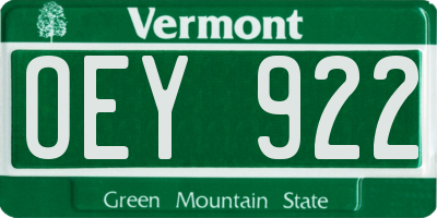 VT license plate OEY922