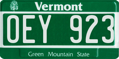 VT license plate OEY923